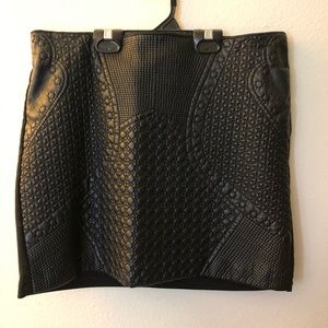 Fake leather front mini skirt